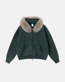 Faux Fur Collar Acid Wash Zip Up Hoodies | Inflation Streetwear