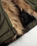 Faux Fur Hooded Green Padded Jacket | INFLATION Streetwear