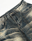 Distressed Whisker Wash Effect Baggy Jeans | Inflation Streetwear