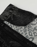 Leopard Patchwork Washed Baggy Jeans | Inflation Streetwear