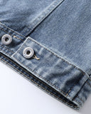 Leather Collar Washed Denim Jacket | Inflation Streetwear