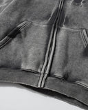 Acid Washed Embroidery Zip Up Hoodies | Inflation Streetwear