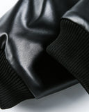 PU Leather Embroidered Faux Fur Jacket | Inflation Streetwear