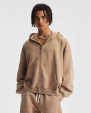 Boxy Fit Acid Washed Fleece Zip Up Hoodies | Inflation Streetwear
