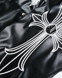 PU Leather Embroidered Faux Fur Jacket | Inflation Streetwear