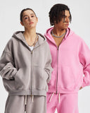 Boxy Fit Acid Washed Fleece Zip Up Hoodies | Inflation Streetwear