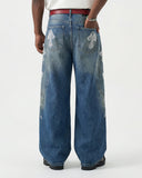 Dirty Wash Beaded Barrel Jeans | Inflation Streetwear