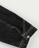 Stand Collar Raw Clasp Denim Jacket | Inflation Streetwear