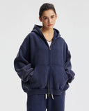 Boxy Fit Acid Washed Fleece Zip Up Hoodies | Inflation Streetwear