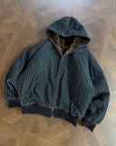 Faux Fur Pinstripe Padded Jacket | Inflation Streetwear