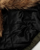 Faux Fur Hooded Green Padded Jacket | INFLATION Streetwear