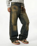 Dirty Wash Rhinestone Baggy Jeans | Inflation Streetwear