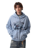 Graffiti Character Distressed Washed Zip Hoodies | Inflation Streetwear
