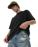 Minimalist streetwear oversized cotton tee in black