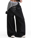 Asymmetric Buckle Denim Overalls Jeans | Inflation Streetwear