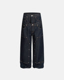 Double Waist Raw Baggy Jeans| Inflation Streetwear