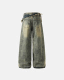 Distressed Washed Wide Leg Denim Jeans | Inflation Streetwear