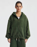 Boxy Fit Acid Washed Fleece Zip Up Hoodies | Inflation Streetwear