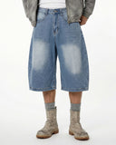 Star Rhinestone Longline Denim Shorts | Inflation Streetwear