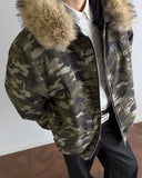 Detachable Faux Fur Camo Bomber Jacket | Inflation Streetwear