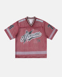 V-neck Graphic Mesh Jersey | Inflation Streetwear