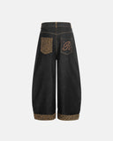 Leopard Pactchwork Embroidery Baggy Jeans | Inflation Streetwear