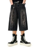 Acid Wash Flame Frayed Jorts | Inflation Streetwear