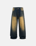 Acid Wash Rhinestone Chain Baggy Jeans | Inflation Streetwear