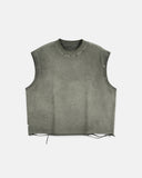 distressed washed boxy tank top front view
