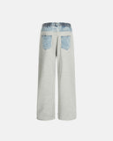 Denim Patchwork Straight Leg Sweatpant | Inflation Streetwear