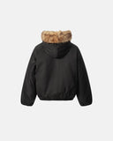 Faux Fur Hooded Green Padded Jacket | INFLATION Streetwear