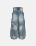 Acid Washed Whisker Textured Barrel Jeans | Inflation Streetwear