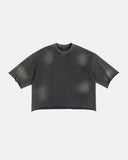 raw edge faded boxy cropped t shirt