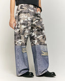 Patchwork Effect Print Baggy Jeans | Inflation Streetwear