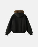 Faux Fur Collar Zip Up Hoodie Jacket  | Inflation Streetwear