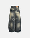 Distressed Whisker Wash Effect Baggy Jeans | Inflation Streetwear