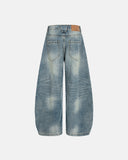 Aicd Washed Whisker Clasp Barrel Jeans | Inflation Streetwear
