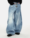 Acid Washed Whisker Clasp Barrel Jeans | Inflation Streetwear