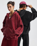 Distressed Acid Wash Double Zip Up Hoodies | Inflation Streetwear