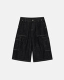 Raw Denim Cargo Longline Shorts | Inflation Streetwear