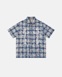 mens tie dye plaid sequin button up shirt