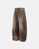 Brown Acid Wash Barrel Jeans | Inflation Streetwear