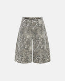 leopard print washed baggy shorts front view
