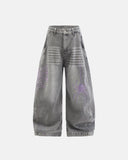 Spider Graphic Rhinestone Barrel Jeans | Inflation Streetewear