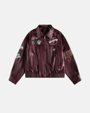 Embroidery Faux Leather Racing Jacket | Inflation Streetwear