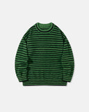 Green Striped Fuzzy Knit Sweater | Inflation Streetwear