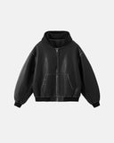 Faux Leather Hooded Bomber Jacket| Inflation Streetwear