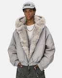 Faux Fur Lined Bomber Hooded Jacket | Inflation Streetwear