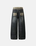 Leopard Pactchwork Double Waist Baggy Jeans | Inflation Streetwear