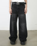 Black Monkey Washed Wide Leg Jeans | INFLATION Streetwear